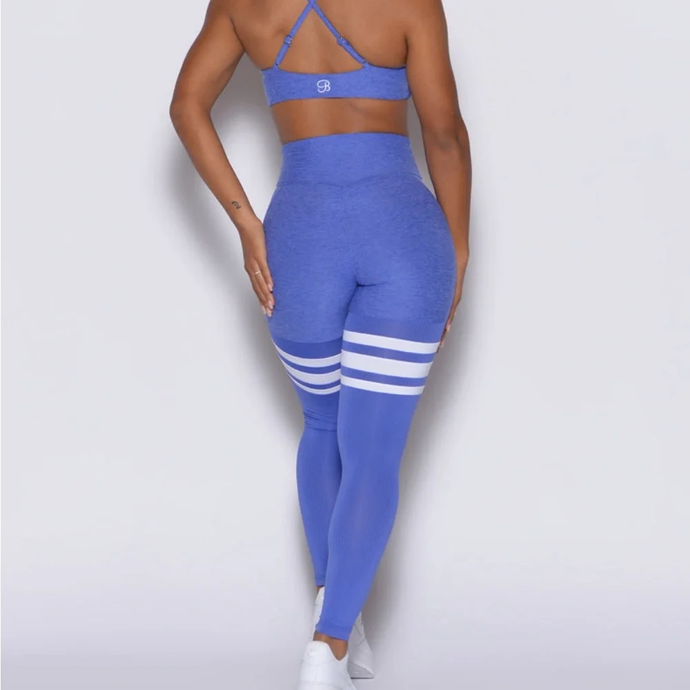 Bombshell Sportswear Blue and White Leggings - Picture 3 of 8